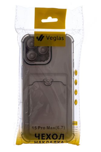Чехол-накладка для iPhone 15 Pro Max VEGLAS Air Pocket черно-прозрачный оптом, в розницу Центр Компаньон фото 4