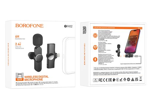 Микрофон петличный беспроводной BOROFONE BFK12 Trophy Type-C черный оптом, в розницу Центр Компаньон фото 6