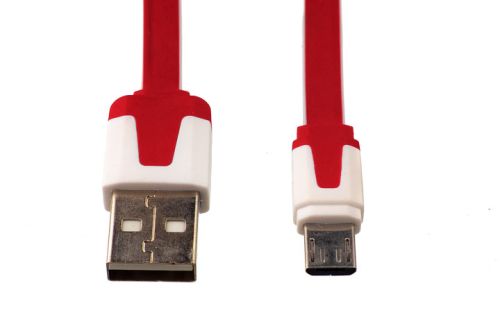 Кабель USB-Micro USB Flat Длинный штекер пакет бело-красный оптом, в розницу Центр Компаньон фото 2