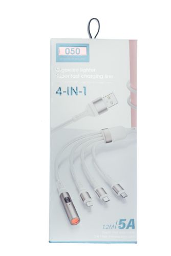 Кабель USB 4в1 MicroUSB-Lightning 8Pin-Type-C Прикуриватель 5.0A белый оптом, в розницу Центр Компаньон фото 3
