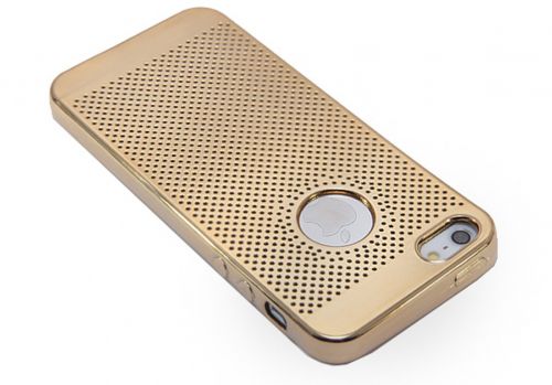 Чехол-накладка для iPhone 5/5S/SE  C-CASE РАМКА перфор TPU золото - фото фото 3