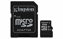 Карта памяти MicroSD 8 Gb Класс 10 Kingston Копия адаптер - фото