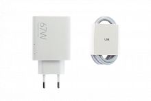 СЗУ Type-C XIAOMI MDY-12E-EF GaN 3A 67W кабель Type-C белый - фото