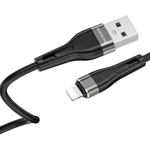 Кабель USB Lightning 8Pin BOROFONE BX46 Rush silicone 2.4A 1м черный оптом, в розницу Центр Компаньон фото 2