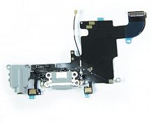 Iphone 6S Разъём аудио и зарядки на шлейфе с микрофоном AAA серый - фото