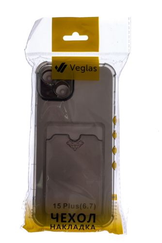 Чехол-накладка для iPhone 15 Plus VEGLAS Air Pocket черно-прозрачный оптом, в розницу Центр Компаньон фото 4