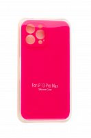 Чехол-накладка для iPhone 13 Pro Max VEGLAS SILICONE CASE Защита камеры глубокий розовый (47) - фото