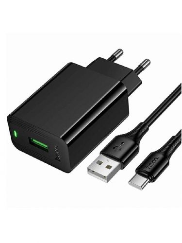 СЗУ Type-C HOCO CS92A QC3.0 кабель Type-C черный - фото