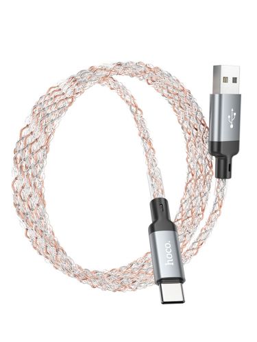 Кабель USB Type-C HOCO U112 Shine 3.0A 1.2м серый - оптовая продажа фото 3 Кабель USB Type-C HOCO U112 Shine 3.0A 1.2м серый - фото фото 3