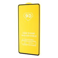 Защитное стекло для HUAWEI P Smart 2021 FULL GLUE (желтая основа) картон черный - фото