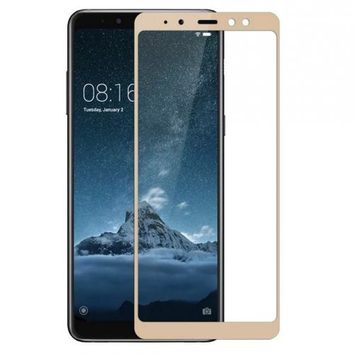 Защитное стекло для Samsung A605 A6+ 2018 FULL GLUE коробка золото - фото