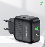 СЗУ USB 3.0A USB+Type-C порт BOROFONE BA46A PD+QC3.0 18W черный - фото