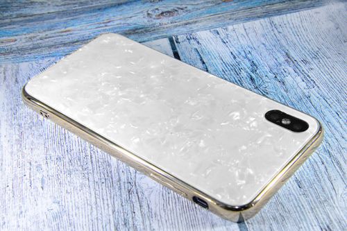 Чехол-накладка для iPhone X/XS SPANGLES GLASS TPU белый																														 оптом, в розницу Центр Компаньон