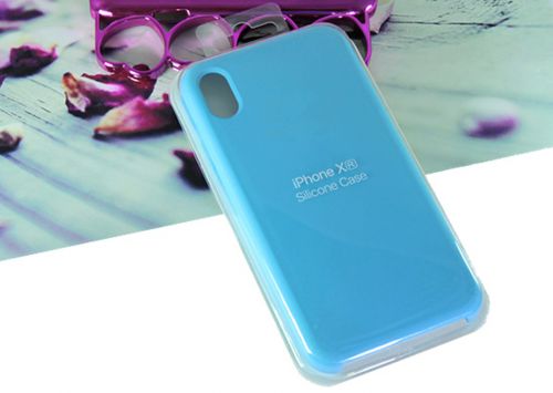 Чехол-накладка для iPhone XR SILICONE CASE голубой (16) - фото