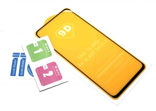 Защитное стекло для Realme 7i FULL GLUE VEGLAS YELLOW картон черный - фото фото 2