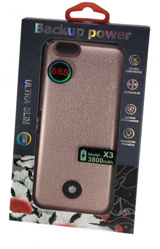 Внешний АКБ пауэр банк чехол для iPhone 6 (4.7) NYX X3 3800mAh розовое-золото - оптовая продажа фото 3 Внешний АКБ пауэр банк чехол для iPhone 6 (4.7) NYX X3 3800mAh розовое-золото - фото фото 3