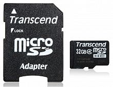 Карта памяти MicroSD 32 Gb Класс 4 Transcend адаптер - фото