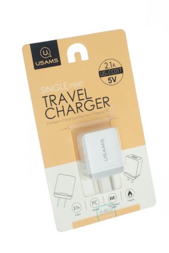 СЗУ USB 2.1A USAMS US-CC017 Китайский разъем белый - оптовая продажа фото 3 СЗУ USB 2.1A USAMS US-CC017 Китайский разъем белый - фото фото 3