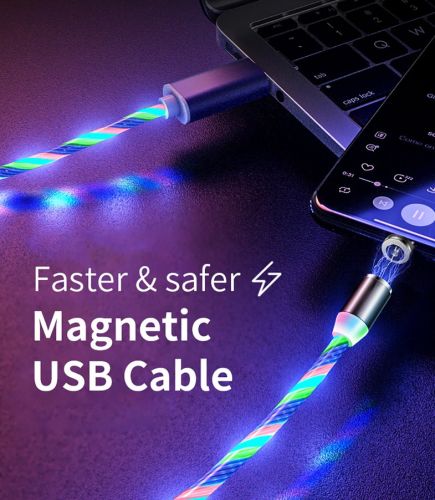 Кабель USB Lightning 8Pin X-Cable Магнитный Светящийся 1м белый  оптом, в розницу Центр Компаньон фото 2