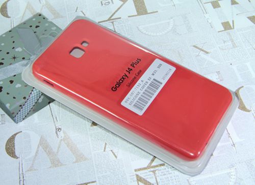 Чехол-накладка для Samsung J415 J4+ 2018 SILICONE CASE закрытый красный - фото