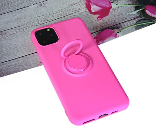 Чехол-накладка для iPhone 11 Pro Max SOFT TOUCH TPU КОЛЬЦО ярко розовый  оптом, в розницу Центр Компаньон