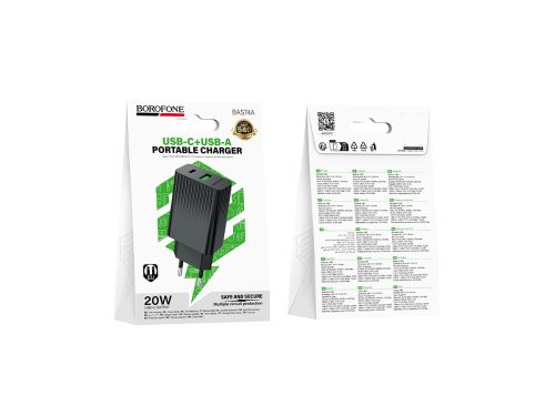 СЗУ Type-C BOROFONE BAS74A Source 1USB 3A PD20W QC3.0 черный - оптовая продажа фото 5 СЗУ Type-C BOROFONE BAS74A Source 1USB 3A PD20W QC3.0 черный - фото фото 5