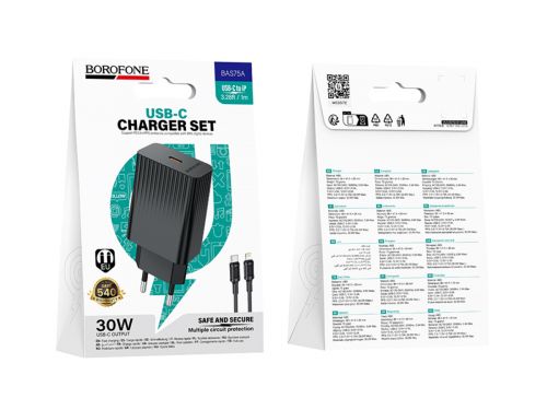 СЗУ Type-C BOROFONE BAS75A Source 3A PD30W кабель Apple 8Pin белый - оптовая продажа фото 2 СЗУ Type-C BOROFONE BAS75A Source 3A PD30W кабель Apple 8Pin белый - фото фото 2