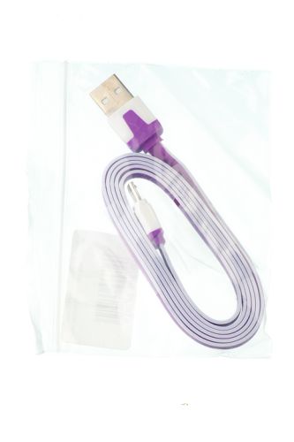 Кабель USB-Micro USB Flat Длинный штекер пакет бело-фиолетовый оптом, в розницу Центр Компаньон фото 3