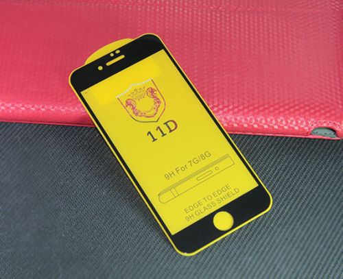 Защитное стекло для iPhone 7/8/SE FULL GLUE (желтая основа) картон черный оптом, в розницу Центр Компаньон