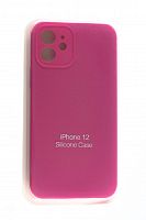 Чехол-накладка для iPhone 12 SILICONE CASE Защита камеры малиновый (54) - фото