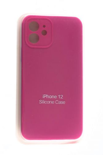 Чехол-накладка для iPhone 12 SILICONE CASE Защита камеры малиновый (54) - фото