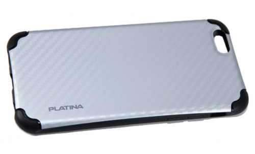 Чехол-накладка для iPhone 7/8/SE PLATINA TPU+PC Карбон серебро - фото фото 3