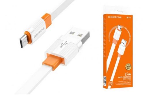 Кабель USB-Micro USB BOROFONE BX89 Union 2.4A 1м бело-оранжевый - фото фото 4