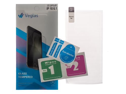 Защитное стекло для iPhone 15 VEGLAS Clear 0.33mm картон оптом, в розницу Центр Компаньон фото 2