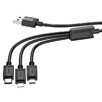 Кабель USB 3в1 MicroUSB-Lightning 8Pin-Type-C HOCO X74 черный - фото