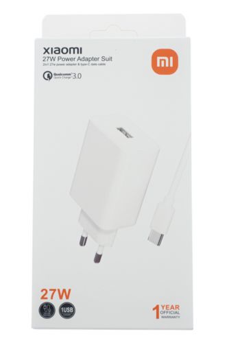 СЗУ USB 3A Xiaomi MDY-10EFI 27W кабель Type-C белый - оптовая продажа фото 3 СЗУ USB 3A Xiaomi MDY-10EFI 27W кабель Type-C белый - фото фото 3