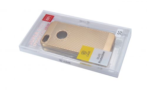 Чехол-накладка для iPhone 5/5S/SE  C-CASE РАМКА перфор TPU золото - фото фото 2
