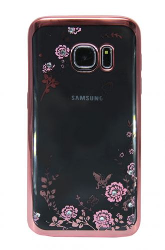 Чехол-накладка для SAMSUNG G930F S7 YOUNICOU Золотой узор Рамка TPU розовая - оптовая продажа Чехол-накладка для SAMSUNG G930F S7 YOUNICOU Золотой узор Рамка TPU розовая - фото