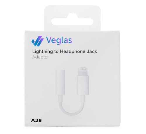 Адаптер Lighting/Выход 3,5mm для наушников VEGLAS A28 (только музыка) белый оптом, в розницу Центр Компаньон фото 3