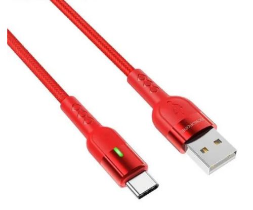 Кабель USB Type-C BOROFONE BU17 Starlight smart power off 3A 1.2м красный оптом, в розницу Центр Компаньон фото 2