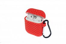 Чехол для наушников Airpods Braided красный - фото