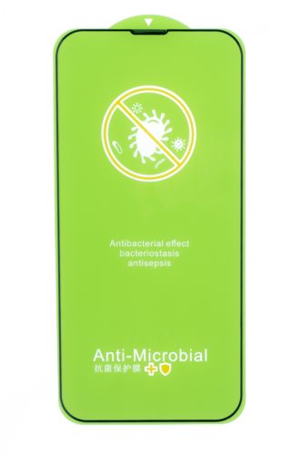 Защитное стекло для iPhone 13/13 Pro/14 FULL GLUE ANTIBACTERIAL коробка черный - фото фото 2