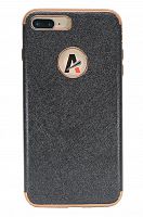 Чехол-накладка для iPhone 7/8 Plus  ANYLAND TPU+Кожа черный - фото