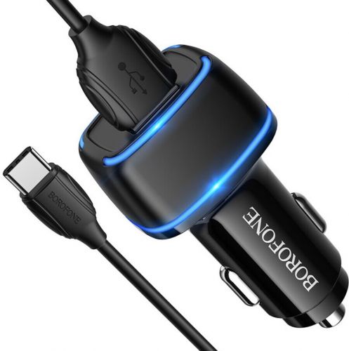 АЗУ USB 2.4A 2 USB порт BOROFONE BZ14 Max кабель Type-C черный - оптовая продажа фото 2 АЗУ USB 2.4A 2 USB порт BOROFONE BZ14 Max кабель Type-C черный - фото фото 2