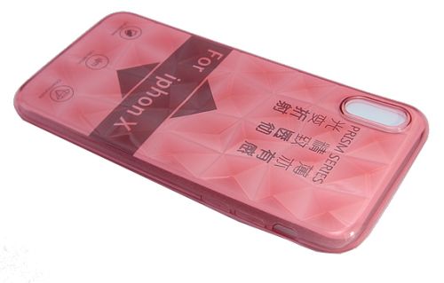 Чехол-накладка для iPhone X/XS JZZS Diamond TPU прозрачно-красный оптом, в розницу Центр Компаньон