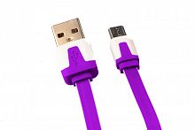 Купить Кабель USB-Micro USB Flat Длинный штекер пакет бело-фиолетовый оптом, в розницу в ОРЦ Компаньон