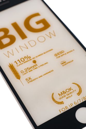 Защитное стекло для iPhone 7/8/SE WOLF KING YOGA MASTER коробка черный оптом, в розницу Центр Компаньон фото 2