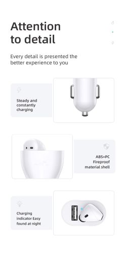 АЗУ USB 2.4A Vehicle Headset+Bluetooth наушник белый оптом, в розницу Центр Компаньон фото 3