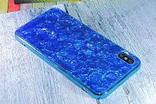 Чехол-накладка для iPhone X/XS SPANGLES GLASS TPU синий																														 - фото