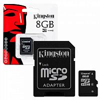 Купить Карта памяти MicroSD 8 Gb Класс 10 Kingston UHS-I 30Mb/sадаптер оптом, в розницу в ОРЦ Компаньон